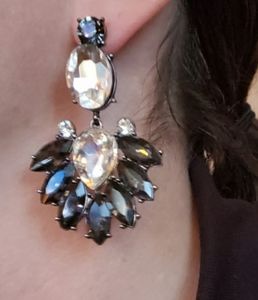 2 for $5 Black and white crystal dangle earrings